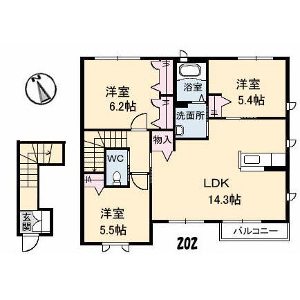 Floor plan for room 202